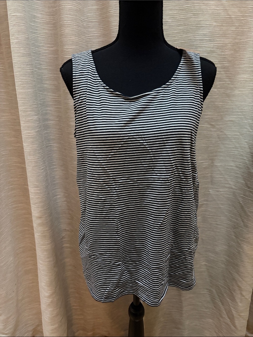 J. Jill Black and White Striped Scoop Neck Tank